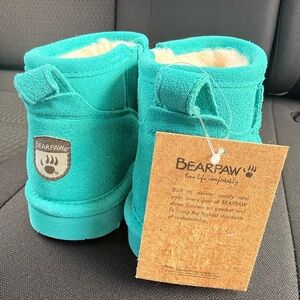 BearPaw Teal Suede Shearling-Lined Ankle Booties